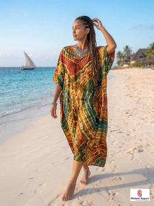 Vestido Kaftán Estampado para Mujer, Ligero y Cómodo, Ropa de Playa, Corte Holgado, Estilo Elegante, Fabricación Personalizada al por Mayor, Suministro para Exportación - Product Image 6