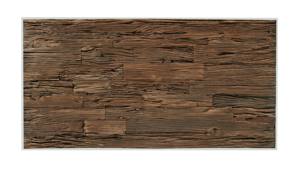 Table de salle à manger pour la maison, en bois recyclé, style vintage antique, avec plateau carré de style rétro naturel et pieds en acier inoxydable en forme de U - Product Image 5