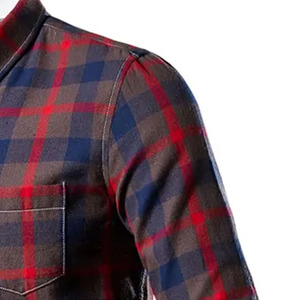 Mens Button Down Check Shirt Contemporary Plaid Business Casual Shirt Lightweight Cotton Factory Wholesale Export - Product Image 4