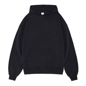 Sweat-shirts à capuche 100 % coton épais, personnalisables avec logo, coupe oversize, impression en relief, sans cordon de serrage, pour hommes - Product Image 1