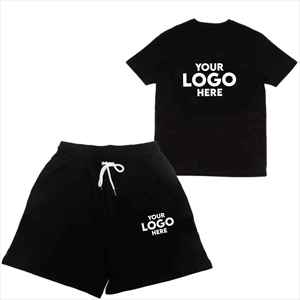 Conjunto de dos piezas de ropa urbana con diseño de logotipo personalizado, camiseta y pantalones cortos para hombre, moda urbana OEM, conjunto coordinado de verano. - Product Image 3