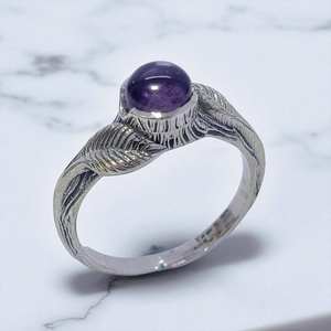 Bagues en argent sterling 925 faites à la main avec motif feuille, améthyste et labradorite, prix de gros, bijoux en argent - Product Image 2