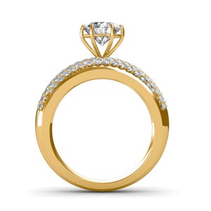 Yellow Gold Diamond Engagement <b>Ring</b> Round Brilliant Cut Prong Center Luxury Women's <b>Band</b> - Product Image 4