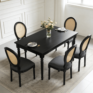 Set di 2 Sedie da Pranzo Imbottite in Stile Country Francese con Schienale in Rattan per Soggiorno, Cucina o Ristorante - Product Image 5