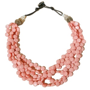 Collar hecho a mano para mujer, Cuentas grandes de resina y cordón de cuero, collares gruesos con cuentas, joyería de moda - Product Image 1