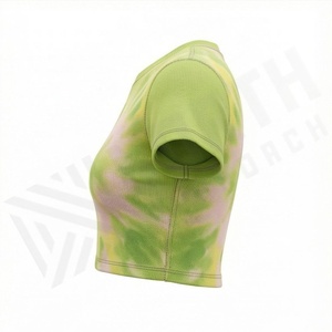 Breathable Women Customized Crop Top Design <b>Tie</b> Dye Athletic Streetwear Workout Gym Yoga Athleisure Clothing Apparel Gear - Product Image 3