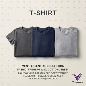 T-shirt à col roulé à manches courtes en coton épais vert foncé, écologique, infroissable, respirant, coupe classique, pour homme - Product Image 3