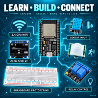 Kit de démarrage WiFi ESP32 ESP-32S avec OLED, DHT11, PIR, relais, breadboard, modules de capteurs, kit d'apprentissage IoT, carte de développement IoT