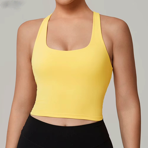 Haut court côtelé extensible quatre directions pour femme, idéal pour le yoga, la gym, le fitness, la course et l'entraînement, vente en gros personnalisée - Product Image 5