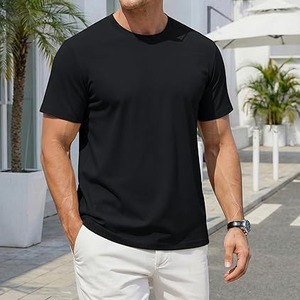 <b>Men's</b> Black Short Sleeve O-Neck Loose Fit Customized <b>Animal</b> Print Casual Breathable Jersey Knit 320g Front Logo T-Shirt - Product Image 2