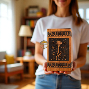 Urne funéraire artisanale en forme de guitare pour musicien et urne funéraire en bois naturel pour cendres, boîte artistique commémorative par AYAANS - Product Image 5