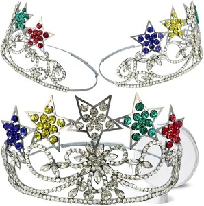 Couronne maçonnique OES cinq étoiles argentée – Ajustement réglable, décorée de strass, disponible avec étui pour couronne - Product Image 1