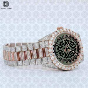 Charm Jewells Montre à quartz analogique de luxe en acier inoxydable pour femme, cadran rond de 38 mm, fermoir pliant incrusté de diamants - Product Image 2