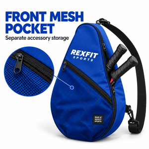 Sac de raquette de squash bleu, design personnalisé avec compartiment avant en maille et bandoulière réglable pour usage sportif - Product Image 3
