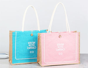 Sustainable Jute Beach <b>Bag</b> with Waterproof Laminated Lining Ideal for Beach Picnic Travel and Grocery Shopping - Product Image 1