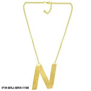 Collar con Colgante 'N' de Latón Texturizado Hecho a Mano, Cadena con Acabado Dorado, Revestimiento Resistente al Deslustre, Patrón Sólido, Ideal para Regalo - Product Image 2