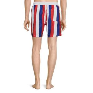 Short de bain pour homme à motif classique rayé et à carreaux, décontracté, à porter au quotidien, avec taille élastique et cordon de serrage - Product Image 3