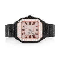 Montre de luxe pour homme avec diamants, boîtier carré en or blanc, acier inoxydable, mouvement mécanique ETA 20 mm, cadran en cristal saphir 40 mm, mixte