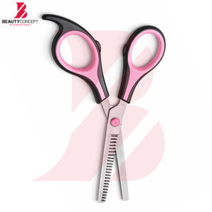 Tijeras de Adelgazamiento con Mango de Plástico Negro y Detalles Rosados, Tijeras Profesionales para el Cabello para Mujeres, Estilistas de Salón y Barberos - Product Image 3