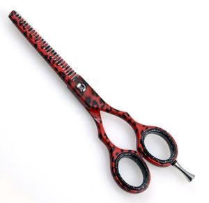 Tijeras Profesionales de Peluquería Japonesas de Acero Inoxidable 420 para Adelgazar el Cabello, con Recubrimiento Rojo y Negro, Diseño Micro Rojo y Negro, para Cuidado Capilar Manual - Product Image 3