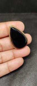 Pendentifs rainurés en onyx noir naturel de qualité AAAAA, breloques en pierre et métal laiton - Product Image 3