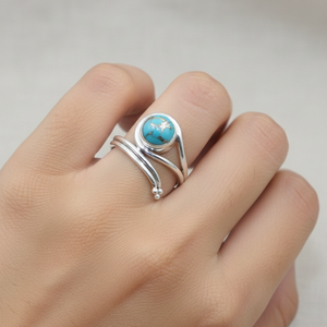 Multi Copper Blue Copper Turquoise 925 Silver <b>Ring</b> Gold Plated Handmade Boho Gemstone <b>Open</b> <b>Ring</b> Women Fashion Jewelry Gift Her - Product Image 2