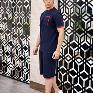 OEM Custom Men's Summer Casual <b>Suit</b> Cotton Crew Neck <b>T</b> <b>Shirt</b> And Shorts Set Breathable Knitted Sportswear Outfit - Product Image 2