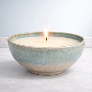 Coastal Wave Ceramic Candle Vessel Wide Deep Bowl Thick Durable Heat Resistant Smooth Glaze Single Wick Premium Home Decor - Product Image 3