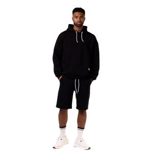 Custom Sweat Unisex Plain 100% Cotton thermal hoodie <b>shorts</b> set pullover hoodie Set Oversized Embroidery Set <b>for</b> <b>men</b> - Product Image 1