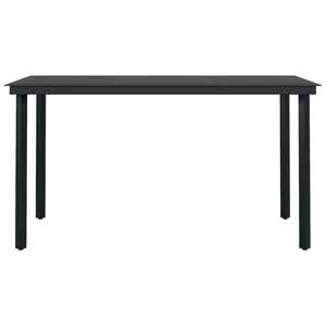 Ensemble de salle à manger en acier noir thermolaqué avec table en verre et chaises en rotin PVC creux pour jardin - Product Image 6