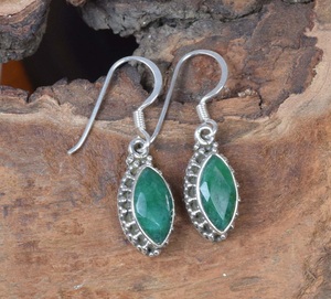 Pendientes de Plata 925 con Jade en Forma de Gota, Engaste de Bisel, Estilo Clásico, para Uso Diario de Mujer - Product Image 2