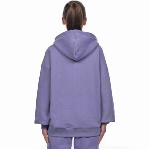 Sudadera con capucha oversize de alta calidad para mujer, con cremallera, ajuste holgado, forro polar, hombros caídos, estilo urbano ecológico, transpirable, 100% algodón. - Product Image 3