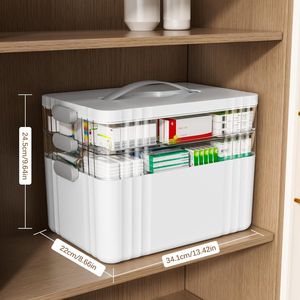 Organizzatore Portatile per Medicinali a 3 Livelli con Manico in Plastica, Contenitore Vuoto Multiuso per Pillole e Pronto Soccorso - Product Image 2