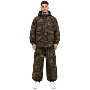 Custom <b>Lightweight</b> Camo Nylon Windbreaker Tracksuit Men’s Hooded <b>jacket</b> for men Utility <b>Jacket</b> and Oversized Cargo Pant Sets OEM - Product Image 1