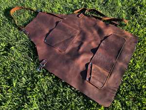 Tablier de sculpteur en cuir pliable, anti-odeur, robuste, avec passants pour outils, pour la sculpture sur bois, la maçonnerie et les travaux manuels intensifs - Product Image 3