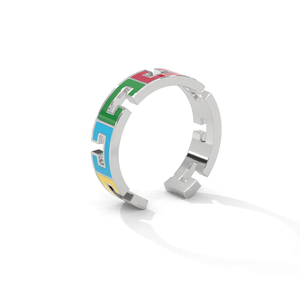 Bague Danta Gems Spectrum Enamel Colour Burst, plaqué or blanc rose 18 carats, argent sterling, peinte à la main, multicolores vibrants - Product Image 4