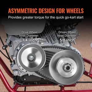 Frizione ad Alta Resistenza 2000 RPM per Motori da 8HP con Ruote Asimmetriche e Robusta Cinghia in Gomma - Product Image 3
