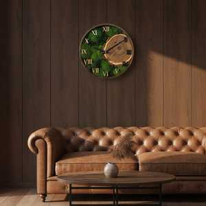 Personalized Moss Wall Clock: Handmade Walnut Wood Eco Decor Painting Decoration Item - Product Image 5