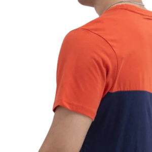 Camiseta Deportiva Casual de Verano para Hombre, Color Naranja Marino, Bloques de Color, Poliéster/Algodón, Cuello Redondo, Manga Corta, Secado Rápido, Transpirable - Product Image 4