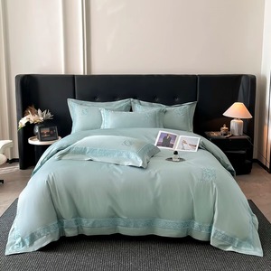 Ensemble de housse de couette en coton 400TC tissé uni beige 3 pièces, style simple - Product Image 4