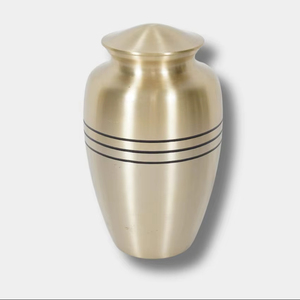 Vase de table moderne en aluminium fait main avec motif à rayures noires, urne de commémoration de haute qualité - Product Image 1
