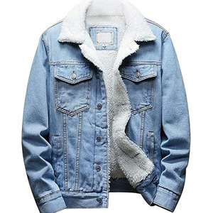 Men's Purple Denim Jacket Vintage Casual Turn-down Collar Regular Sleeve Solid Color Cotton Washed Breathable Winter Wear <b>Sherpa</b> - Product Image 4