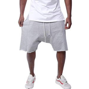 Men’s Oversized Drop Crotch Shorts Casual Loose Fit Cotton Raw Hem <b>Knee</b> Length Harem Shorts - Product Image 1