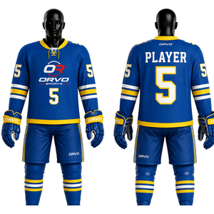 Maillots de hockey sur glace en gros, uniformes personnalisés sublimés, vêtements de sport d'équipe, fabricant et fournisseur d'ensembles de maillots de hockey personnalisés OEM - Product Image 6