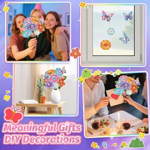 Kit fai da te per bouquet di fiori con strass multicolori e farfalle decorative per progetti creativi per bambini dai 7 ai 12 anni - Product Image 5