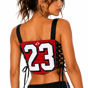 Top Corto Estilo Corsé con Cordones para Mujer, Estilo Deportivo Y2K, Ropa Deportiva Urbana, Estilo de Carreras Personalizado, Fabricante de Camisetas para Mujer OEM - Product Image 2