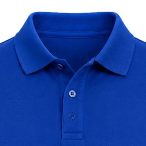 Royal Blue Short Sleeve Polo Tee with Small JJ Embroidered Logo on Front Chest Only Blank Back Classic Collar Button Placket - Product Image 2