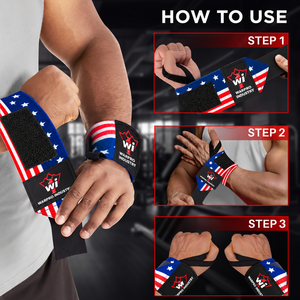 Muñequeras Deportivas con Diseño de Bandera Americana y Presilla Segura para el Pulgar, para Levantamiento de Pesas, Press de Banca y Entrenamiento de Fuerza - Product Image 5