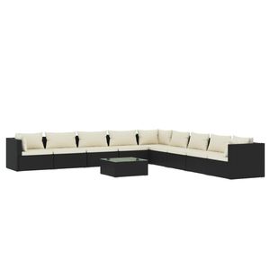 Set Lounge da Giardino in Rattan Nero Crema, Arredamento da Esterno con Oltre 10 Posti a Sedere, Design Contemporaneo - Product Image 2
