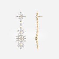 Boucles d'oreilles chandelier de luxe en or massif 14 carats, diamants tendance, taille marquise, motif floral, bijoux unisexes pour fêtes et mariages